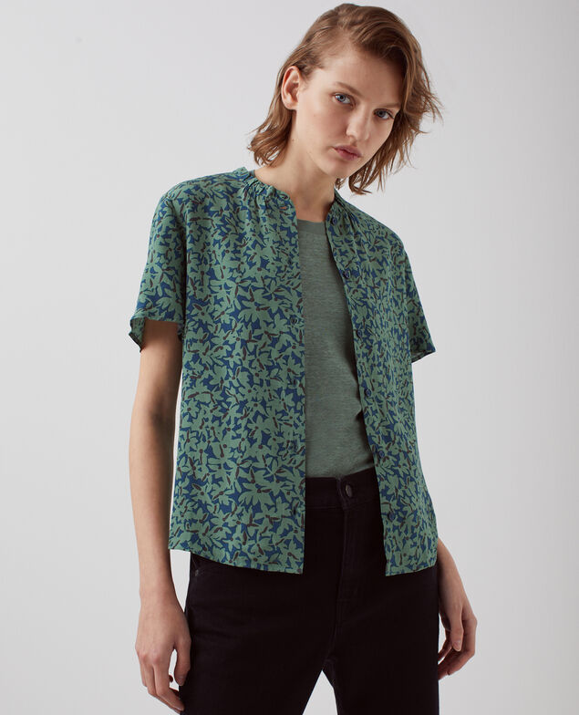 Short-sleeve fluid blouse H642 petal majolica