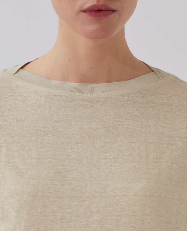 KARO - Boxy linen t-shirt J020 beige lining