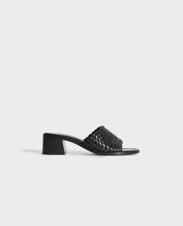 Leather heeled sandals 09 black