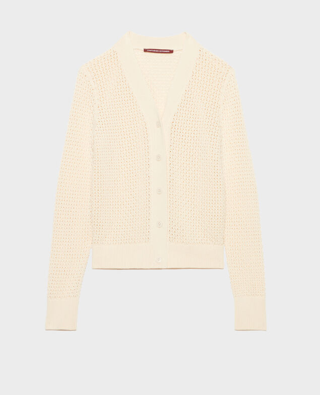 Openwork cotton cardigan 0401 ivory 3sca177c09