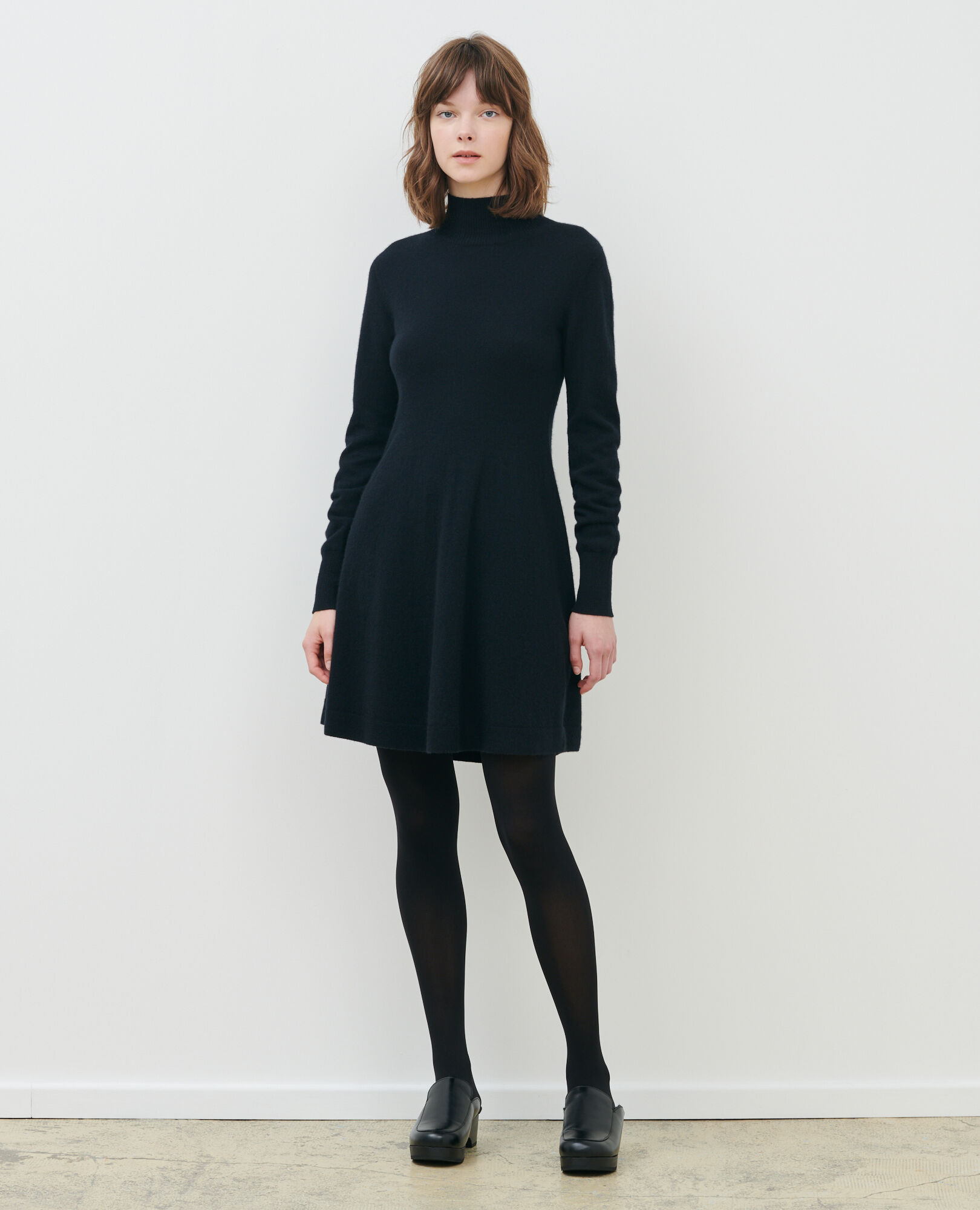 3D cashmere blend mini dress Black beauty Paulnela