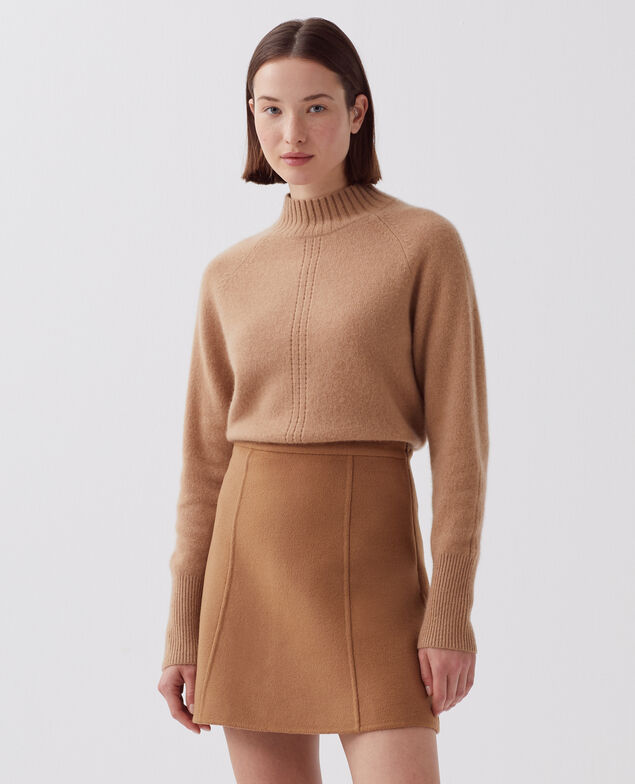 Double-sided mini skirt I340 toasted coconut