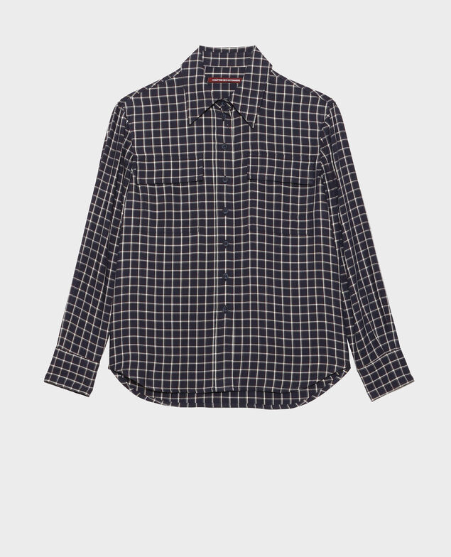 Silky checked shirt 8869 69 navy check