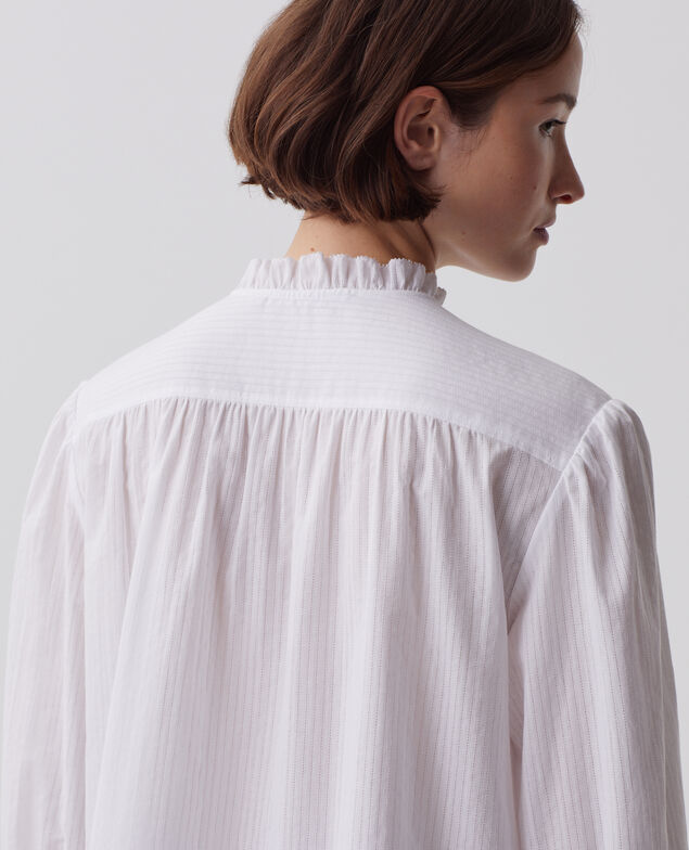 Long-sleeve cotton shirt H013 gardenia