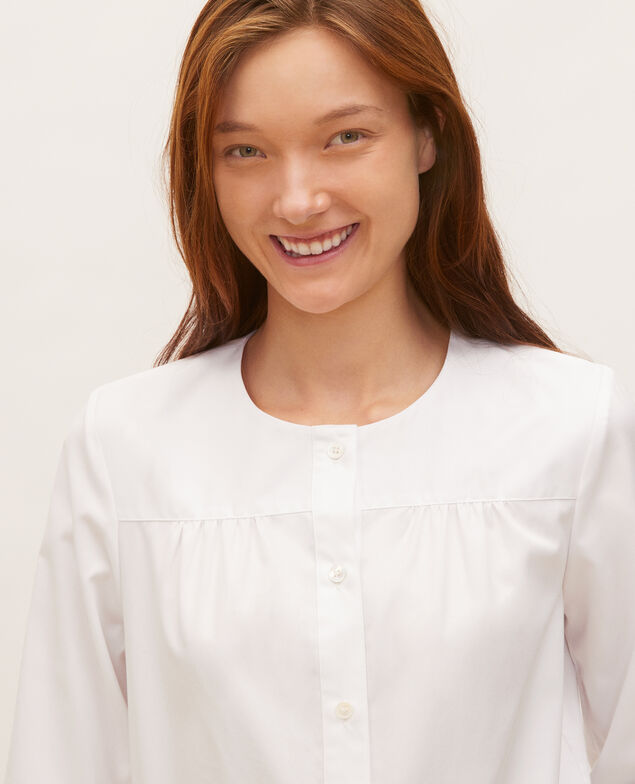  Cotton blouse with removable neck tie Brilliant white