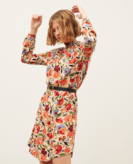 AGLAE - Silky printed dress 8857 31 beige print 2wdr229v02