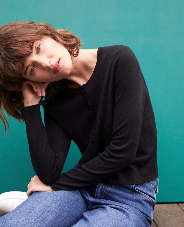 Merino wool cardigan Black