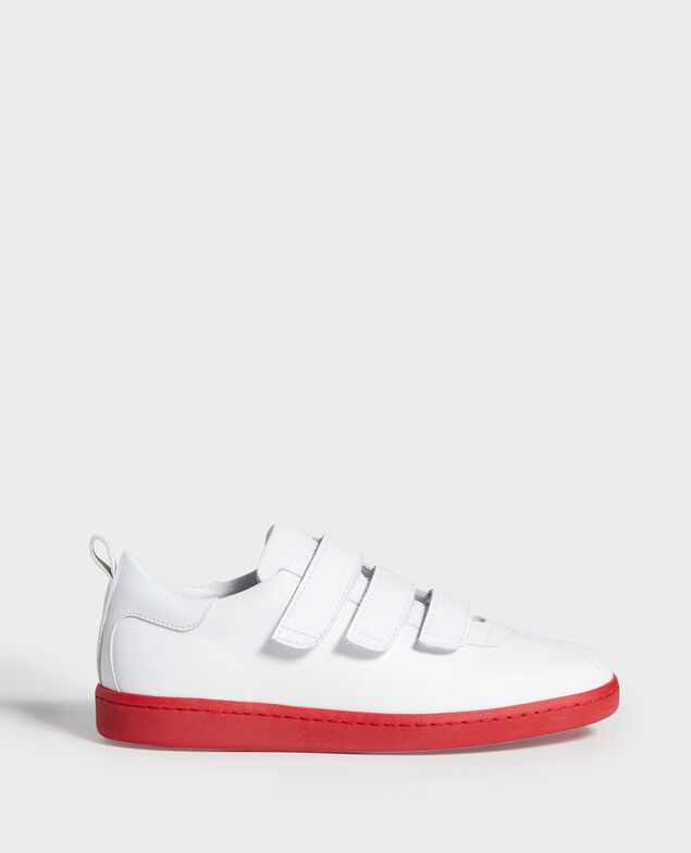 Leather rip tape sneakers White fiery red