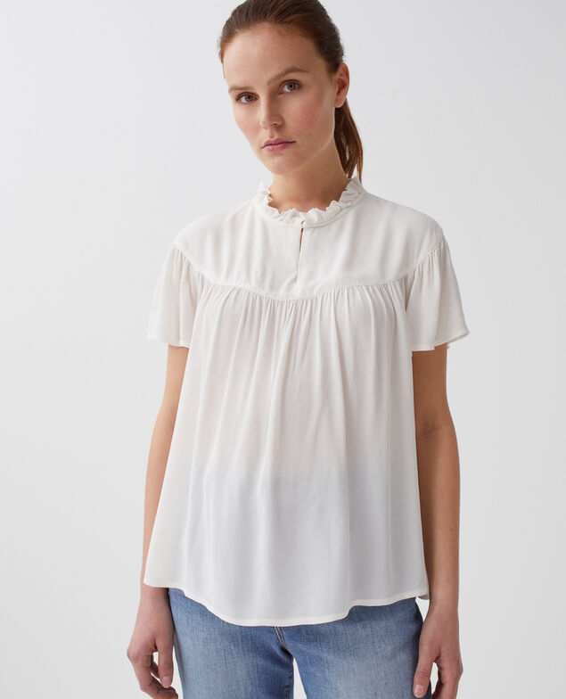 Short-sleeve Fluid blouse H013 gardenia
