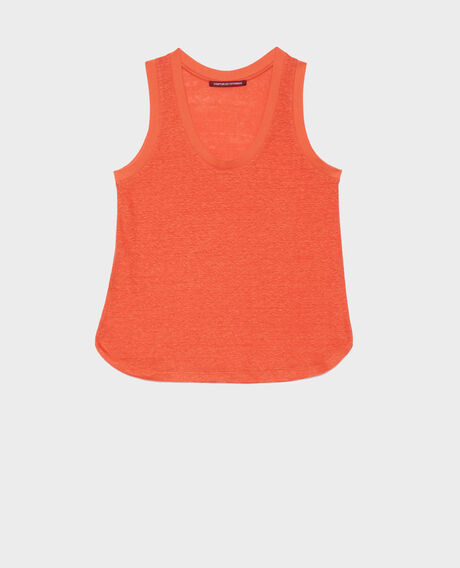 Sleeveless linen T-shirt 0250 tiger lily orange 3ste180f05