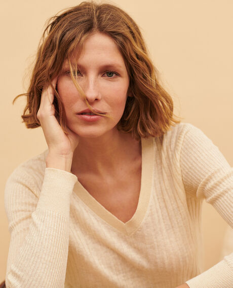 Textured linen jumper 0010 buttercream 3sju191l01