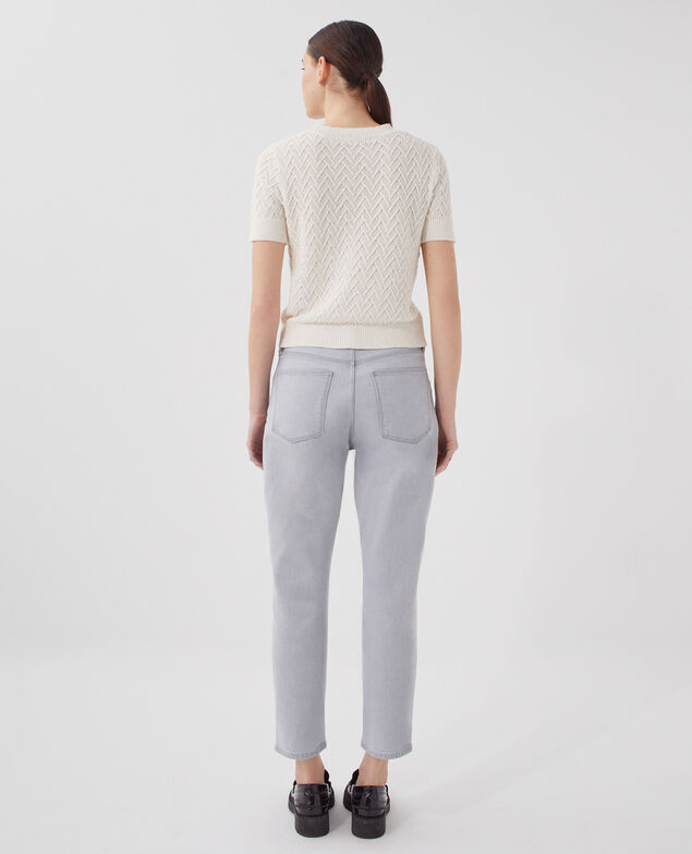 Short-sleeve linen jumper H303 white swan