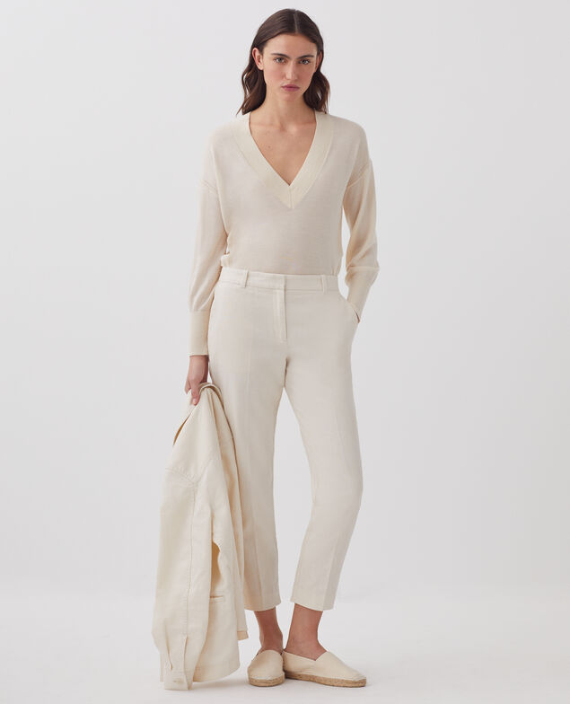 MARGUERITE - Cigarette trousers H303 white swan
