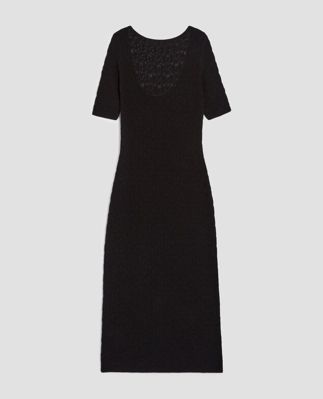 Textured cotton crochet maxi dress H091 black beauty