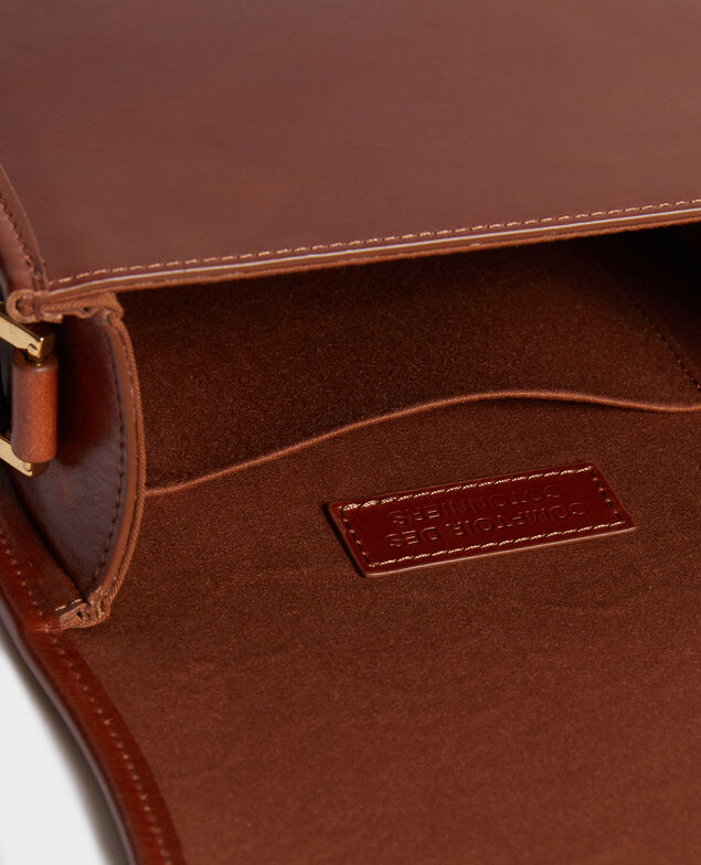 Small vintage-style leather messenger bag Pumpkin spice