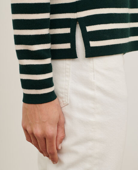 MADDY - Striped merino wool jumper 8872 58 darkgreen stripe 2wju244w21