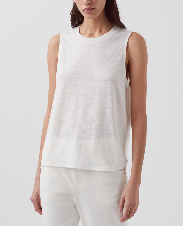 MARCELLE - Linen tank top H001 brillant white