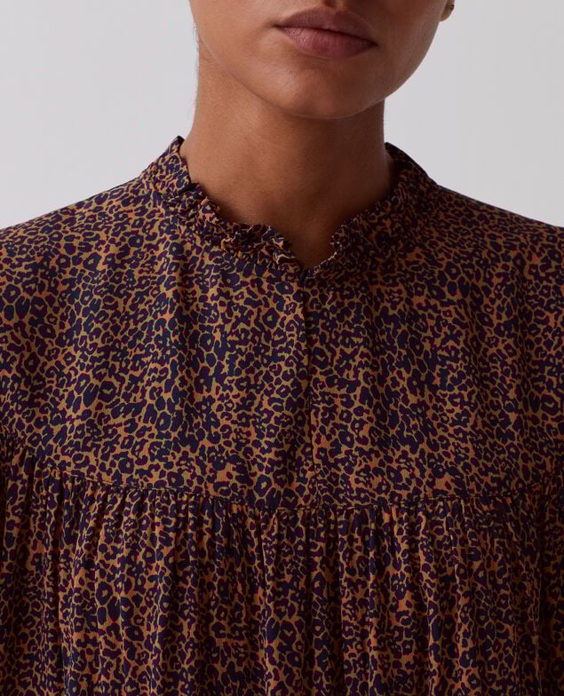 Short-sleeve Fluid blouse I480 leo brown