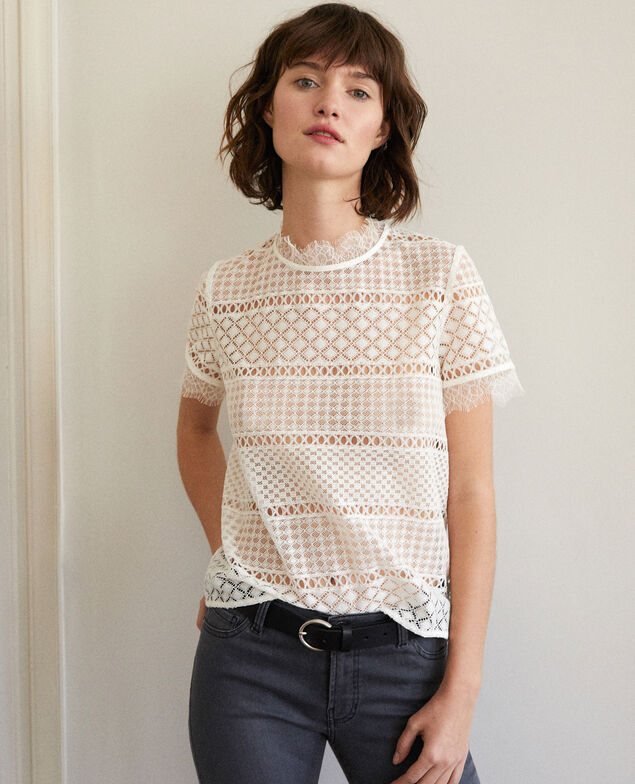Openwork lace blouse White