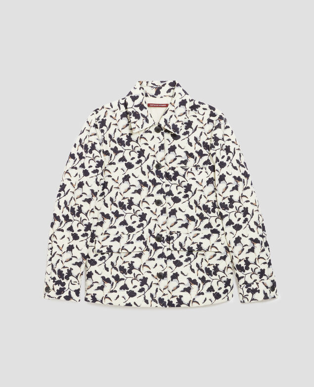 Quilted cotton jacket I017 new fl ikat ecru