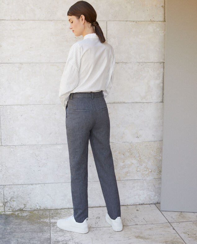 Linen and wool trousers Blue