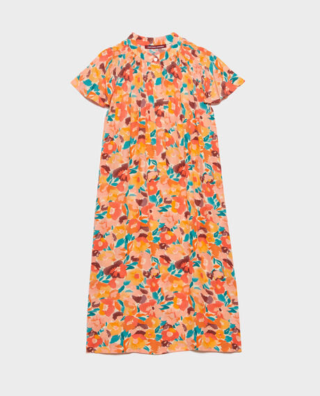 Silky printed dress 0230 fauve orange 3sdr211v02
