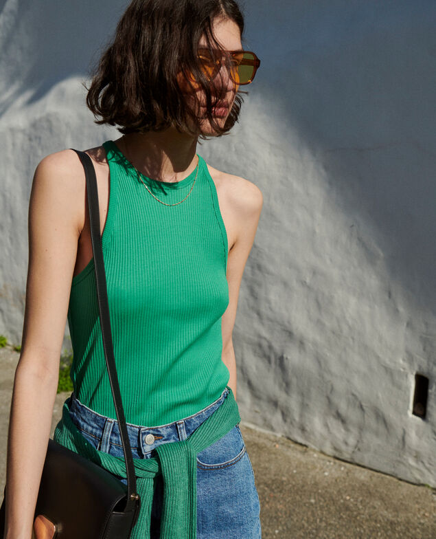 Cotton tank top 0542 pine green 3ste287c56