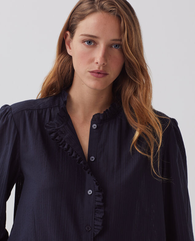 Long-sleeve cotton shirt H695 night sky