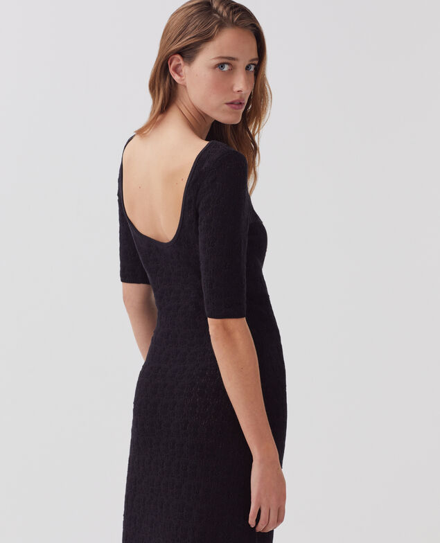 Textured cotton crochet maxi dress H091 black beauty