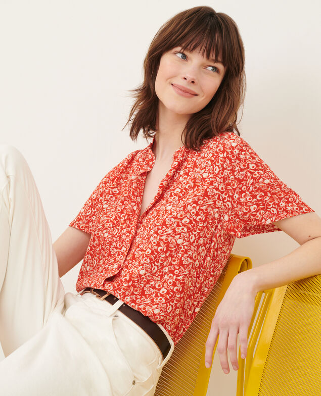 Short-sleeve fluid blouse 101 print red