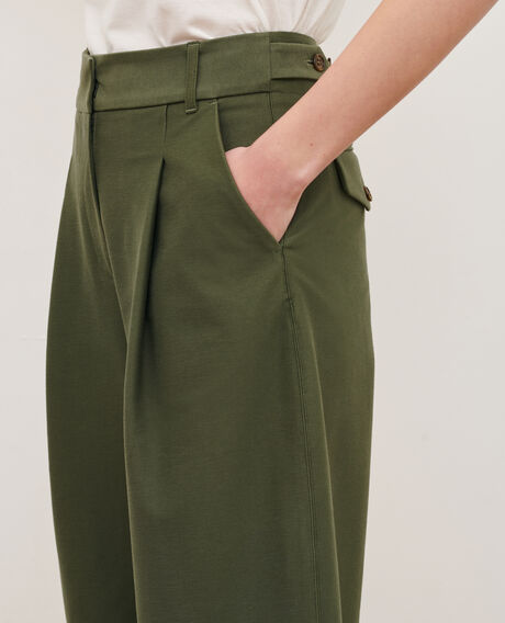 PEGGY - Jersey twill trousers 0571 thyme green 3spj020p04