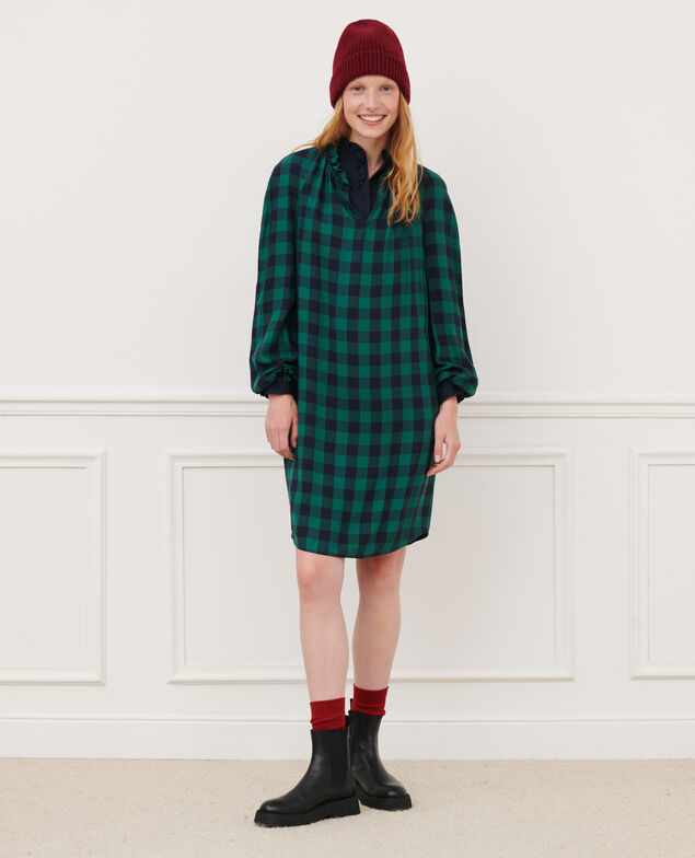 Loose check dress 8866 55 green check