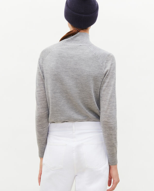Turtleneck merino wool jumper Light grey melange