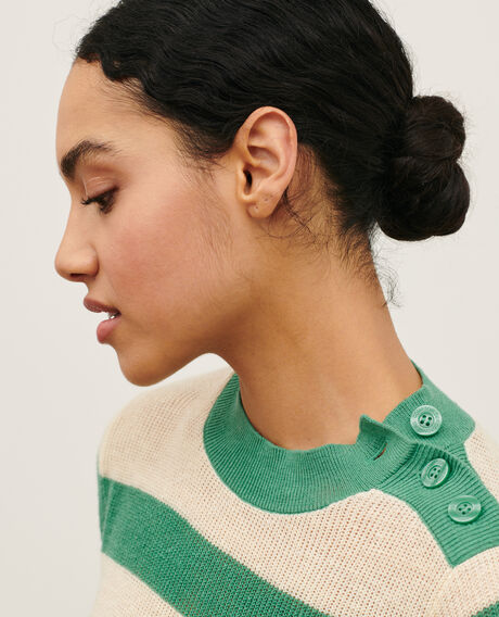 Short-sleeve linen jumper 0551 pine green stripes 3sju093l01