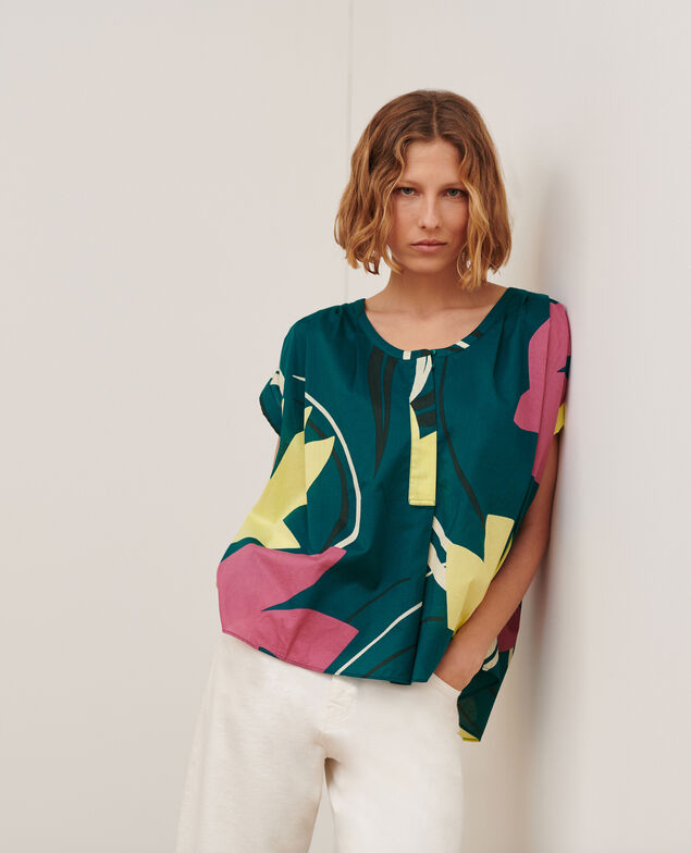 Printed blouse 0649 birdy blue 3sbl292c11