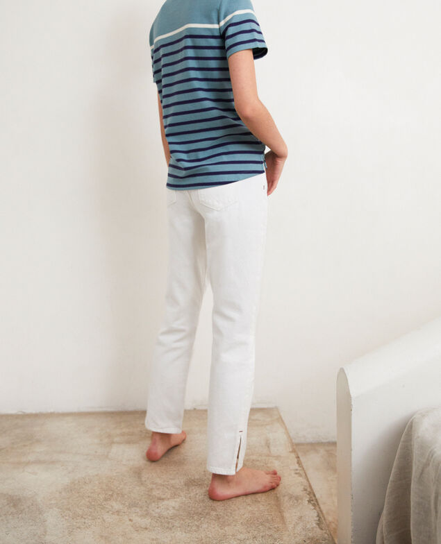 Jeans with two slits Blanc