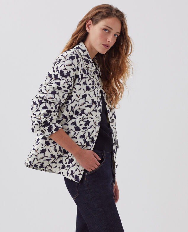 Quilted cotton jacket I017 new fl ikat ecru