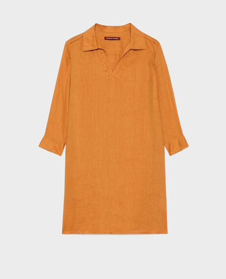 DAISY - Floaty linen dress 0320 almond brown 3sdr016f04