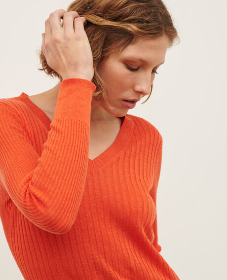 Textured linen jumper 0250 tiger lily orange 3sju191l01