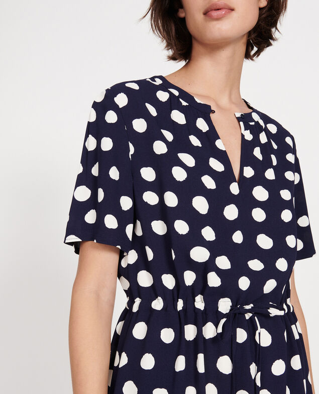 Straight and loose dress Dots maritime blue
