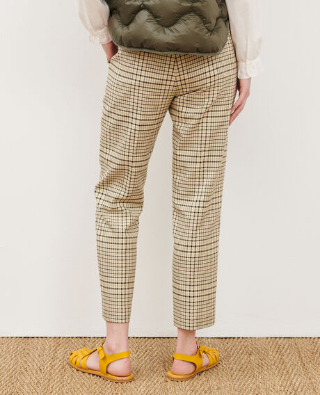 MARGUERITE - Cigarette trousers 0400 cream checks 3spa005c04