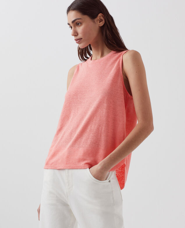 MARCELLE - Linen tank top H101 silver pink