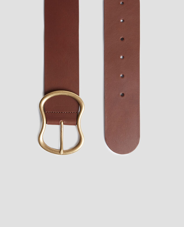 Wide leather belt I380 bitter chocolate