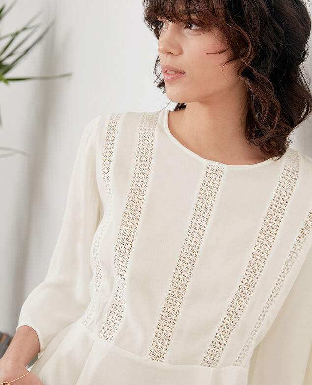 Peplum blouse with lace Off white