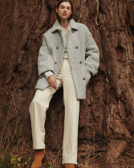 Wool blend coat A023 SOLID LIGHT GREY