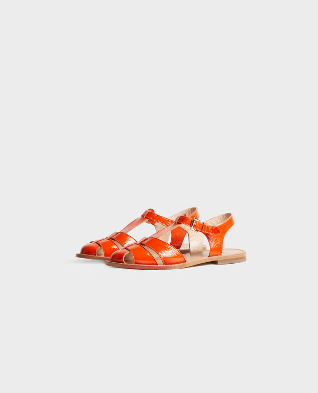 Patent leather sandals Spicy orange