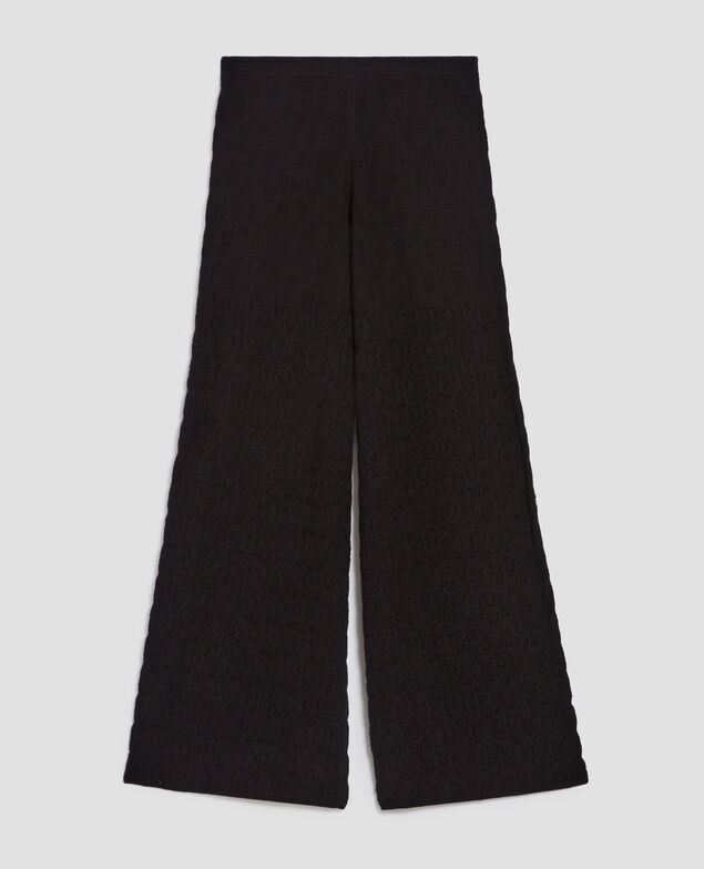 Textured cotton crochet wide leg trousers H091 black beauty