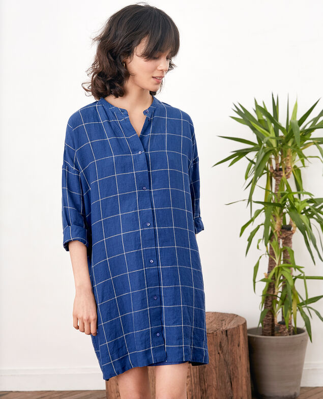 Loose linen dress  Indigo