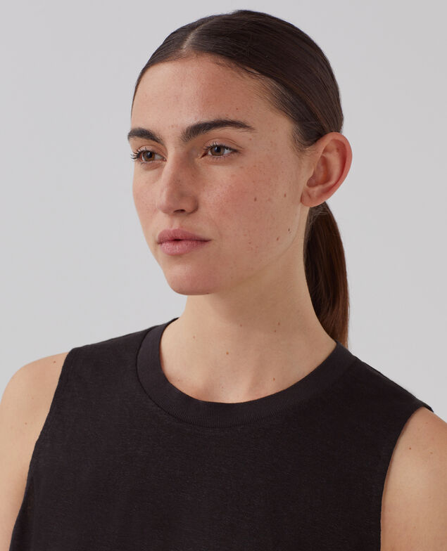 MARCELLE - Linen tank top H091 black beauty