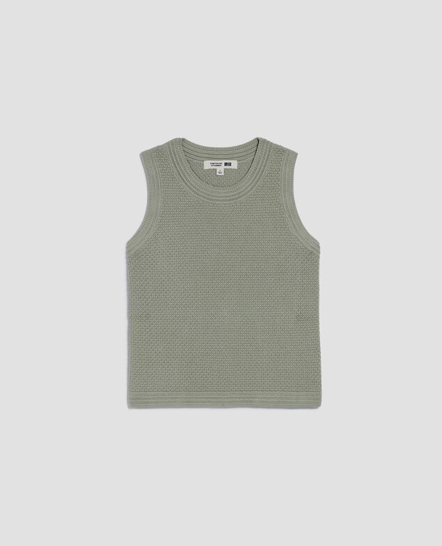 Cotton open knit tank top U520 green